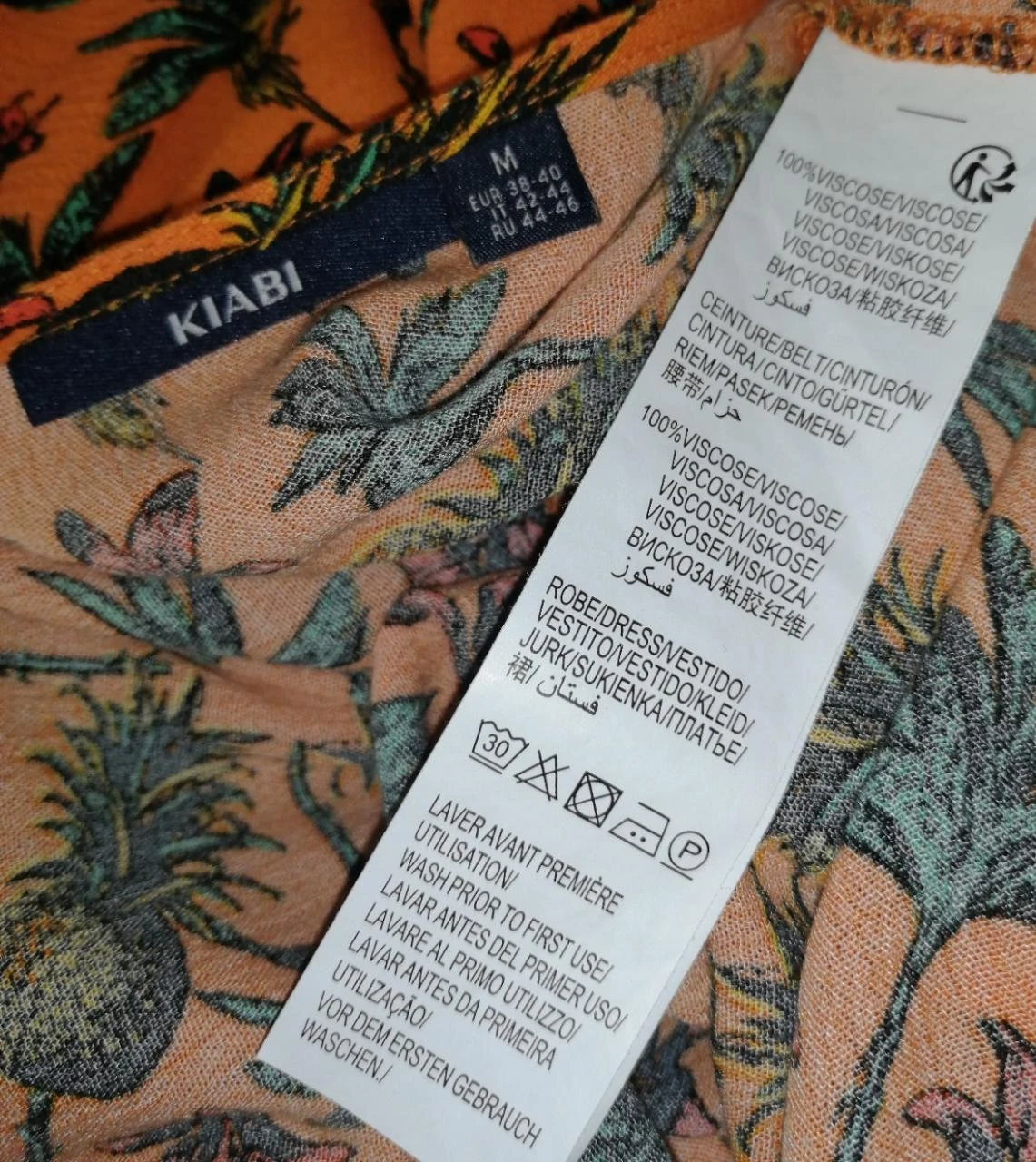 Long dress / Orange tropical print beach caftan "Kiabi" – photo 4